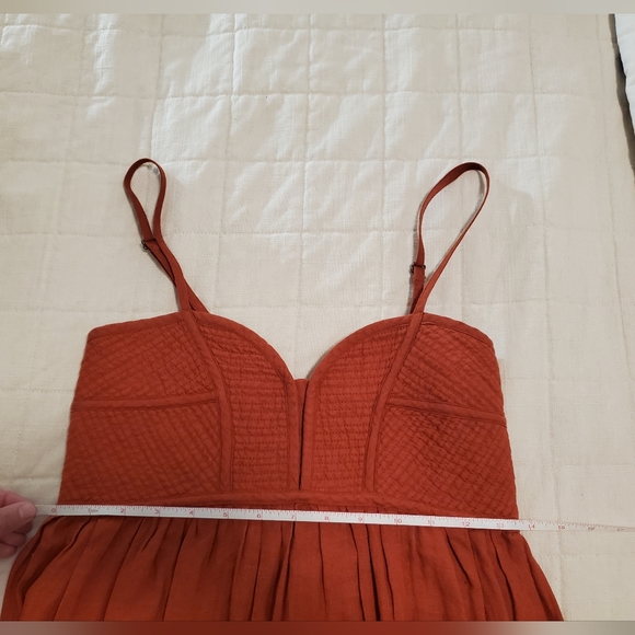 Voloshin Ruhi Linen Corset Stitched Dress - Cinnamon - Picture 14 of 16